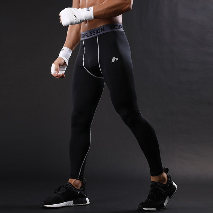 Black Compression Pants Sports Running Tights Men